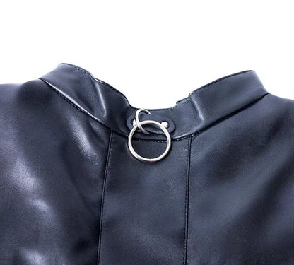 Leather SM Lingerie Straitjacket with Crotch Strap,Games Bondage Straight Jacket Harness,Slave Role Gimp Costumes BDSM Sextoys