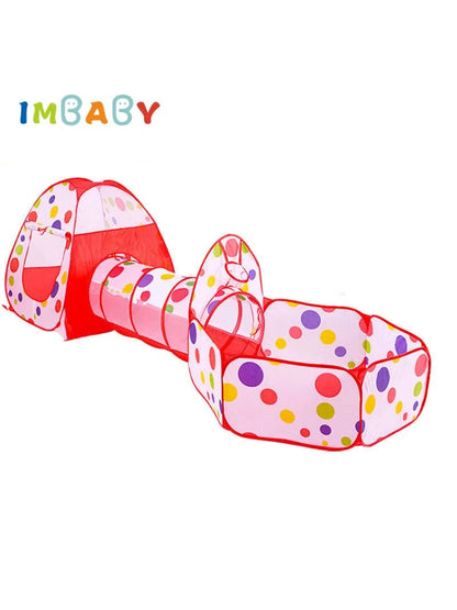 IMBABY 3 In 1 Children Balls Pool Toys Tent Crawling Tunnel Foldable Baby Ballon Playpen Kids Tent Ball Pit Baby Playground