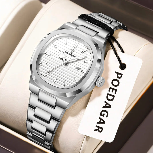 POEDAGAR Top Exquisite Women's Wristwatch Waterproof Luminous Date Fashion Ladies Watches Stainless Steel Quartz Watch For Woman