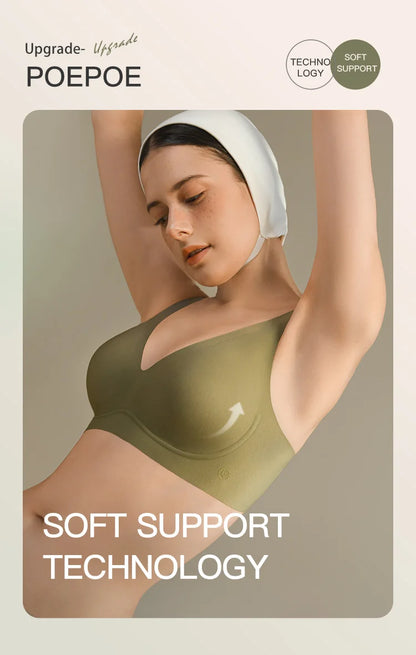 SUJIIN Sexy Seamless Wireless Bras for Women Push Up Padded Soft Support Invisible Lift V Neck Bralette Smooth Bra Female MX208