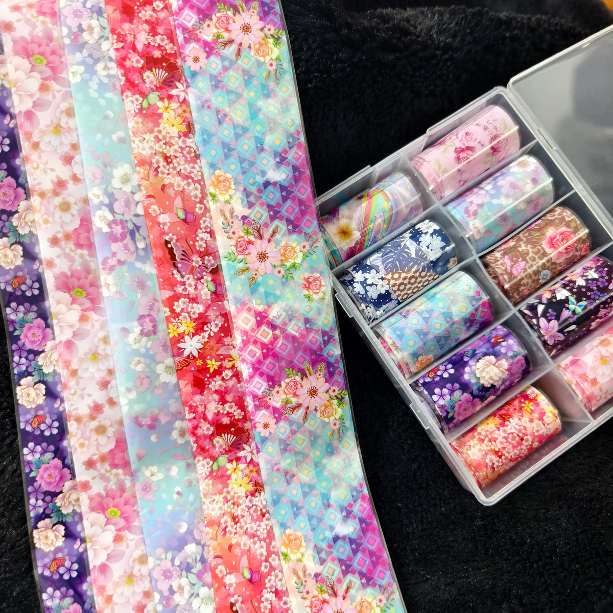 10Rolls Halloween  Flower Plaid Angel Marble  Bow Nail Foils Transfer Paper  Nail Art Stickers   Decal  Nails Decoration