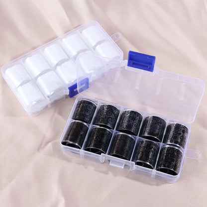 10 Rolls/Box White Black Lace Nail Art Foils Set Nail Transfer Sticker Paper DIY Manicure Nail Decoration Accessories