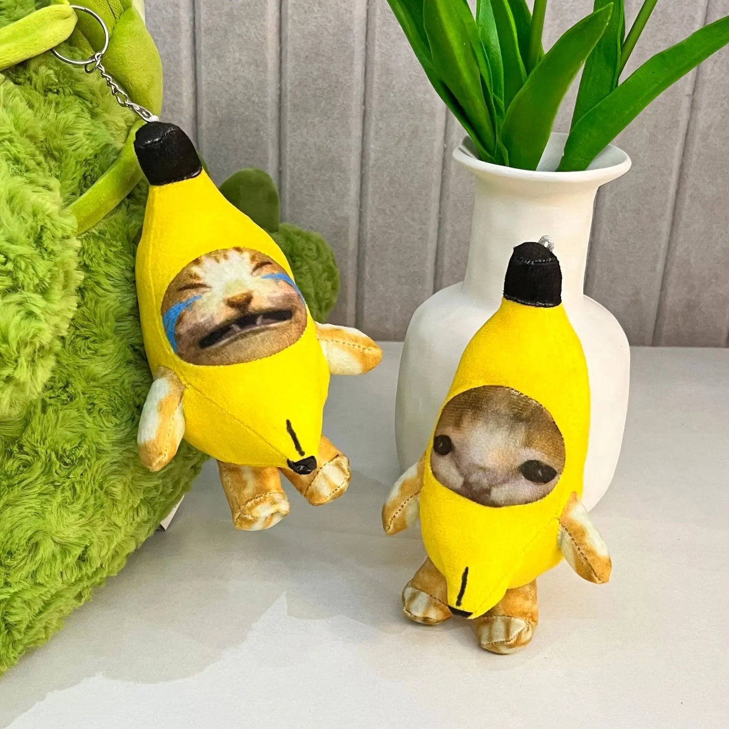 Banana Cat Doll Pendant Keychain Crying Happy Banana Cat Plush Pendant With Sound Toy Car Bag Funny Pendant Keyring Gifts Kids