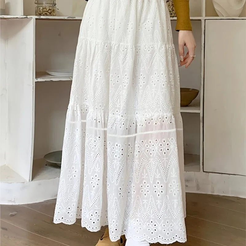 High-waisted Sheer Solid Color A-line Elastic Waist Skirt Women's Summer New Elegant Formal Party Vacation Versatile Maxi Dress