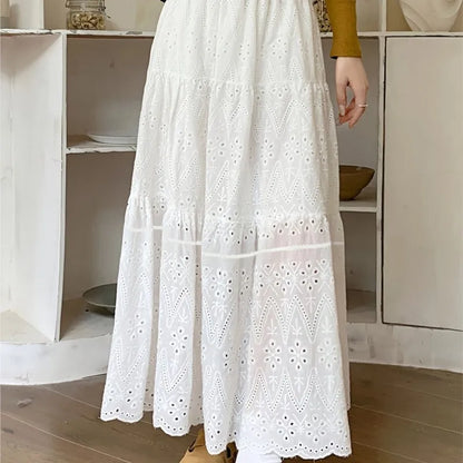 High-waisted Sheer Solid Color A-line Elastic Waist Skirt Women's Summer New Elegant Formal Party Vacation Versatile Maxi Dress