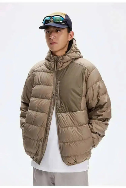 HKSH Outdoor Light Sport Color Contrast Hooded Down Jacket Women's Winter Mountain Leisure Waterproof Climbing Cotton Coat H2887