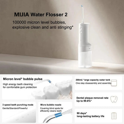 New MIJIA Portable Oral Irrigator 2 Dental Teeth Whitening Flosser bucal tooth Cleaner vibration waterpulse Water Thread