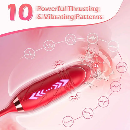3in1 Thrusting Anal Vibrator Female Rose Sucking Clitoris Stimulator Dildo Licking Vagin Massager Masturbator Sex Toys for Women