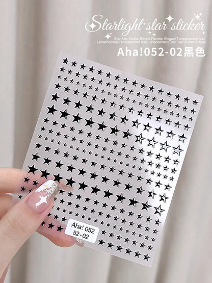 1PCS Laser Starburst Star Adhesive Nail Sticker 3D Nail Art Decoration Flashing Silver Flame Butterfly Nail Decal Press on Nails