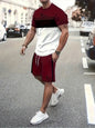 2026 Summer New Arrival Men's Casual Two-Piece Set Striped Print Short-Sleeve Shirt and Athletic Shorts Set Men's Fitness Set