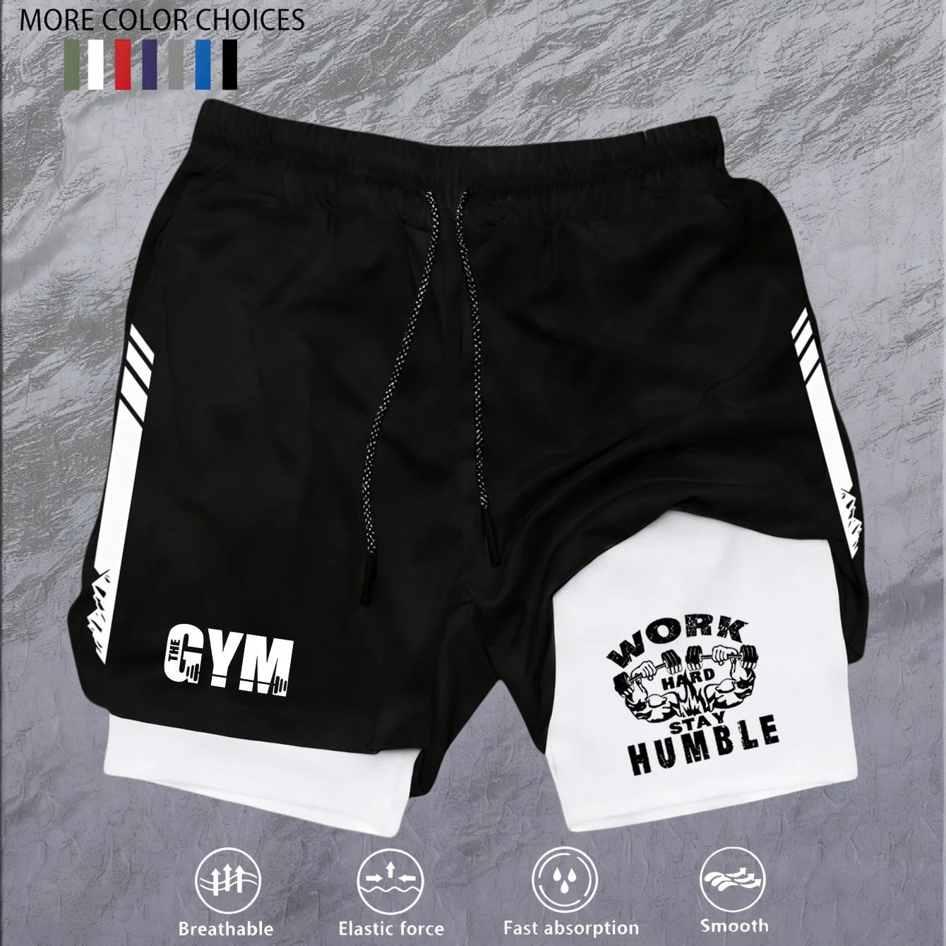Men 2 in 1 Double Deck Marathon Running Shorts Fitness Training Pants Men's Racing Shorts Gym Wear Jogging Workout Sports Shorts
