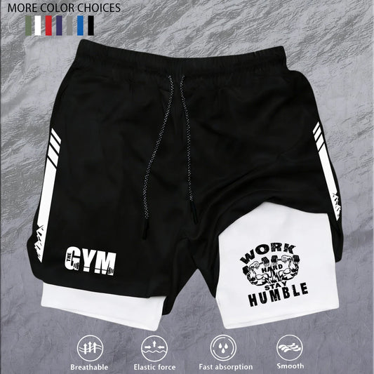 Men 2 in 1 Double Deck Marathon Running Shorts Fitness Training Pants Men's Racing Shorts Gym Wear Jogging Workout Sports Shorts