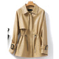 M-4XL Women's Sheepskin Coat Fashion Khaki Zipper Elastic Waist Female Long Sleeve Casual Loose Split Leather Jackets 2024 New