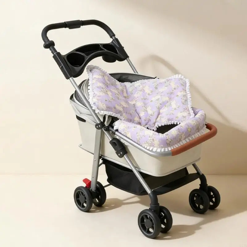 2025 New 2PCS Pet Strollers Cushion With Closures Soft Padding Pushchair Bedding Pad For Small Dog Travel Use
