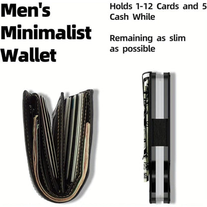 Minimalist Slim RFID Blocking Wallet For Men - Light Weight, Durable & Compact- Aluminum Wallet With Money Clip (Black）