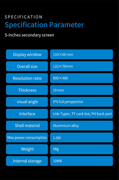 3.5 / 5 Inch IPS Type-C Secondary Screen Mini Computer USB Display CPU GPU RAM HDD Monitor with Holder Metal Case No Use AIDA64