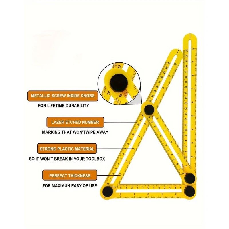 1PC Multi-Functional ABS Plastic 4-Fold Ruler - Foldable Measuring Tool for Woodworking, DIY & Construction