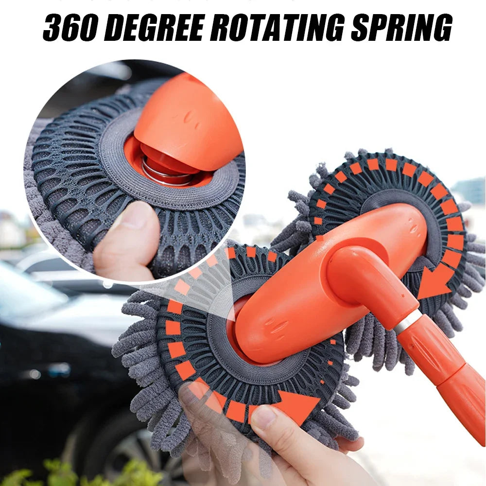 Car Mop Washer Foam Wash Chenille Brush Windscreen Roof Window Cleaning Maintenance Stretching Handle Set Auto Care Accessories