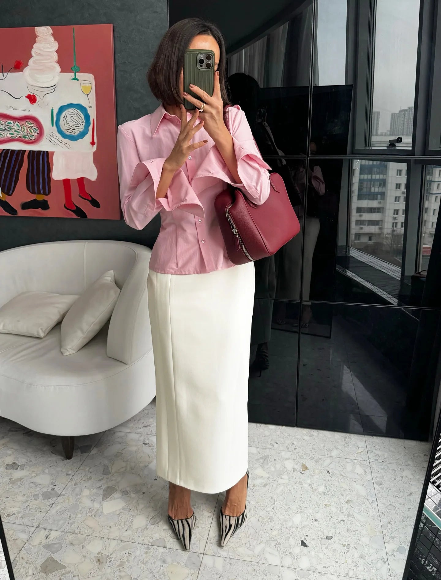 Tsiisd Commuting White Straight Leg Maxi Skirt Women Fashion High Waist Slim Casual Patchwork Party Outfit Female Maxi Skirt New