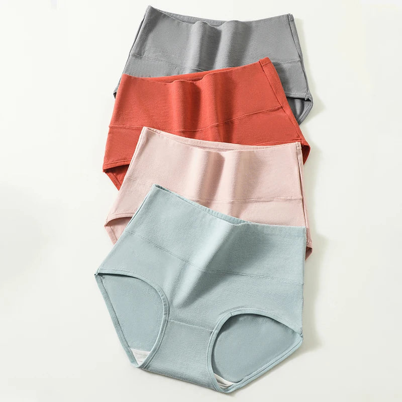 4PCS High Waist Women's Panties Body Shaper Underwear Breathable Cotton Underpants  Plus Size M-5XL Panty Slimming Female Briefs