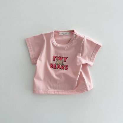 Summer Newborn Infant Baby Girls English Bear Printing Pullover T-Shirt Kids One-Piece Fashion Baby Clothing