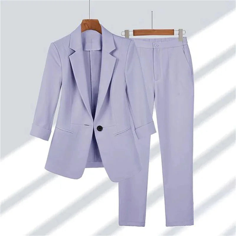 Unisex Oversized Blazer Suits Two 2 Pcs Sale Autumn Spring Women Men OL Blazer& One Button Straight Pant Suits JYFS-8752