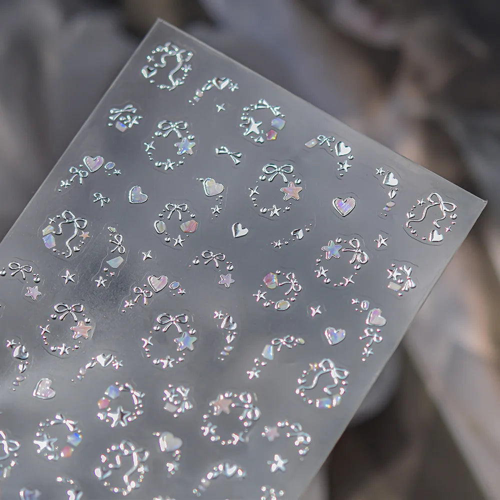 Exquisite Stars Love Garland Stickers Nail Art Decoration 5D Metal High Quality Dreamy Self Adhesive Nail Stickers 3D Decals DIY