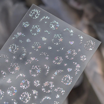 Exquisite Stars Love Garland Stickers Nail Art Decoration 5D Metal High Quality Dreamy Self Adhesive Nail Stickers 3D Decals DIY