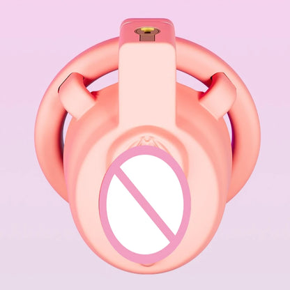 New Sissy Simulation Vagina Chastity Cock Cage Sex Toy with 4 Size Cock Ring Bdsm Penis Urethral Lock Adult Toy for Men