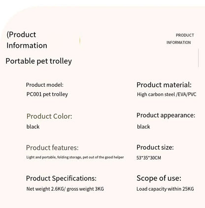 Lightweight Folding Pet Stroller for Small Dogs Cats Teddy Travel Walking Shopping Cat Dog Carrier Stroller