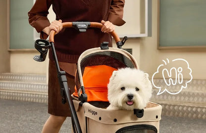 Foldable Pet Stroller Smooth Shockproof Stable Breathable Washable Outdoor Travel Cart for Dogs Cats