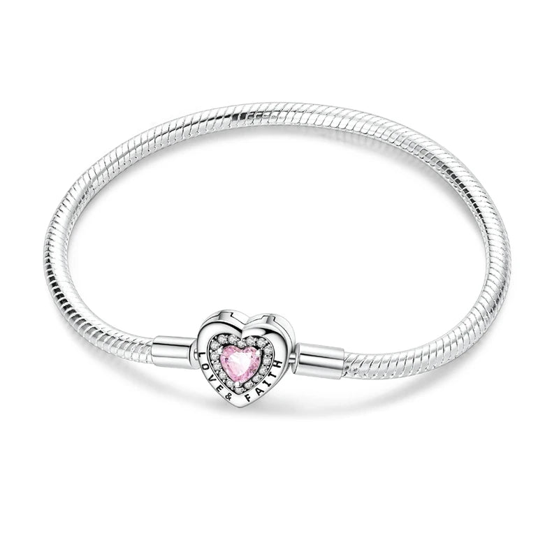 Original 925 Sterling Silver Bracelets 17-20CM Love Heart Flowers Butterfly Charms Beads Bracelet For Women Fashion Jewelry Gift