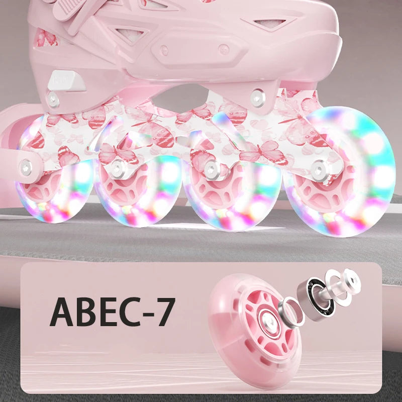 Szie 26-41 Adjustable Inline Roller Skate Shoes Flashing 4 Wheels Skates For Women Men Outdoor Skating Sneakers Boys Girls Gift