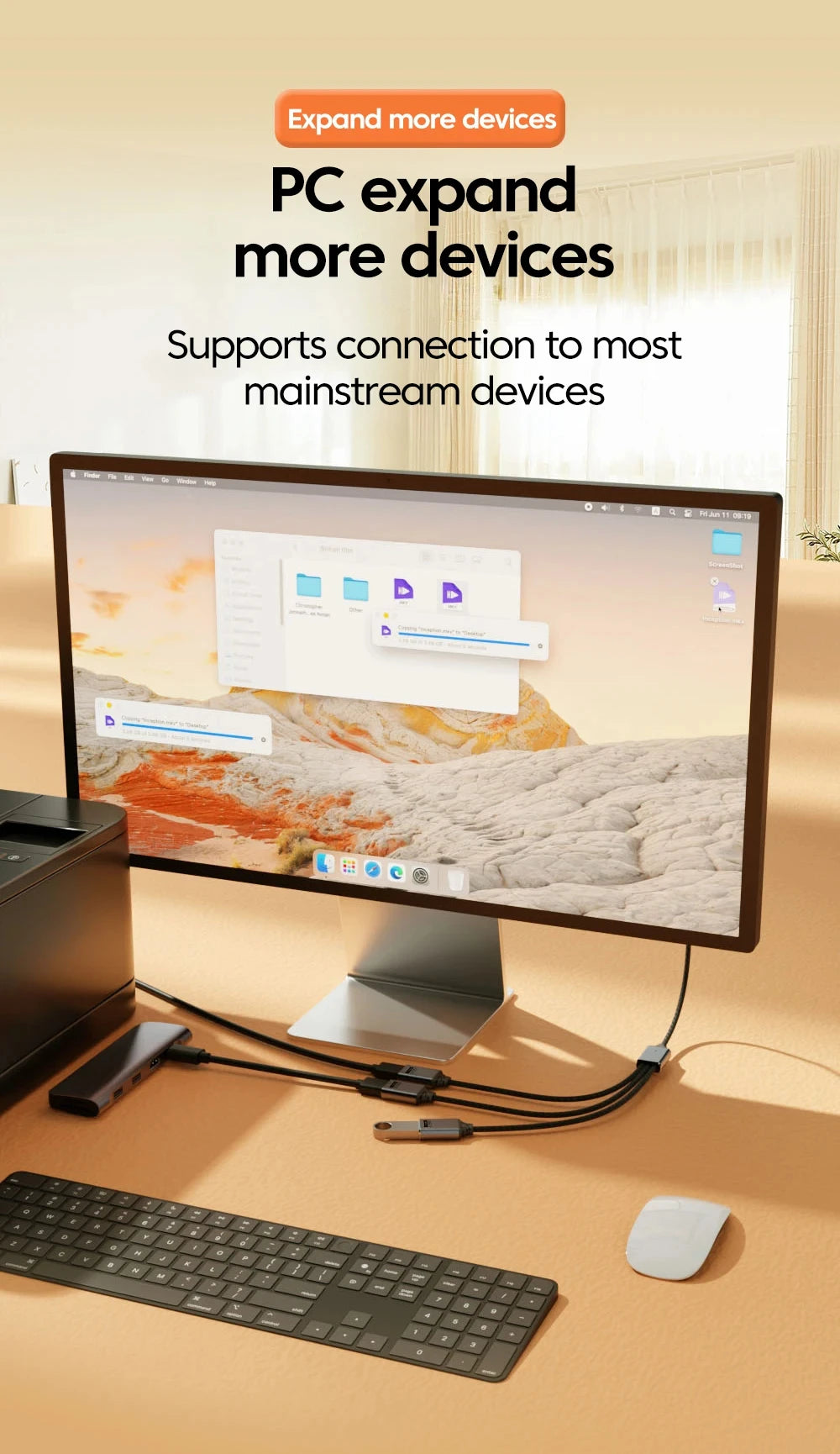 NNBILI Multi USB Hub Extensions 3 Port USB A Hub Type C Splitter Fast Data Transmission OTG Adapter For Computer Macbook Pro Air
