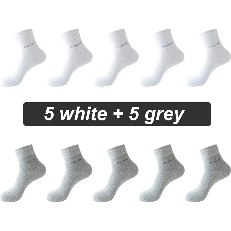 10Pairs Bamboo Fiber Socks Men Casual Business Anti-Bacterial Comfortable Breatheable High Quality Sock Male Plus Size EU38-46