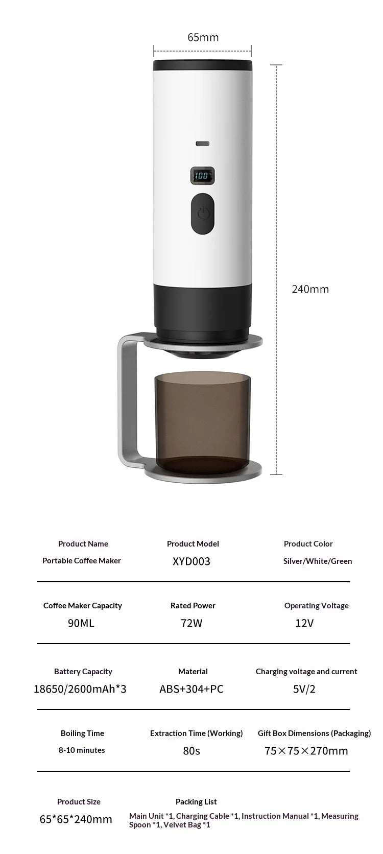 New Upgraded Version Outdoor Wireless Portable Espresso Machine Car Electric Heating Capsule Coffee Machine Suitable for Home