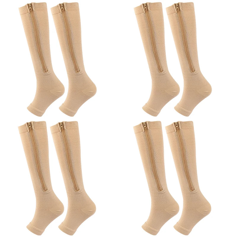 Zipper 4Compression Socks for Varicose Support Outdoor Running Fitness Hiking Anti-Fatigue Medical Care Diabetes Swelling Relief