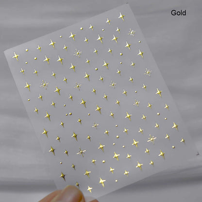 1 piece  5D silver nail stickers metal mini star nail art stickers high quality exquisite decals self-adhesive nail art stickers