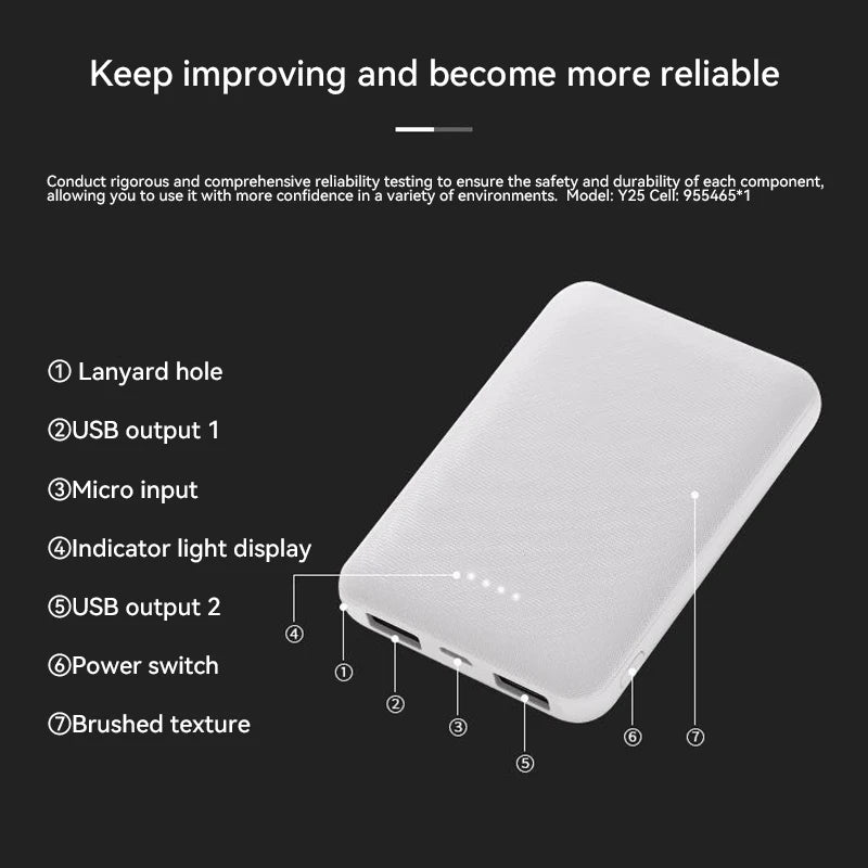 New 20000mAh Power Bank USB Charger Fast Charging Portable External Battery Pack Ultra-thin Heating for Vest Jacket Glove Sock