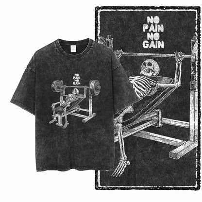 YG BODY BUILDING Printed Cotton Acid Washed Graphic Unisex T Shirt Cool CROSSFIT Streetwear Men Tshirts Big Size Tee for Men