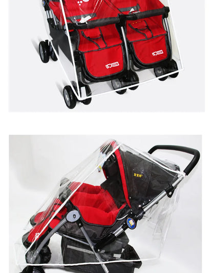 Universal Type Breathable Baby Pushchs Rain Cover For Twins Transparent Environmentally PVC Stroller Raincoat Wind Dust Shield