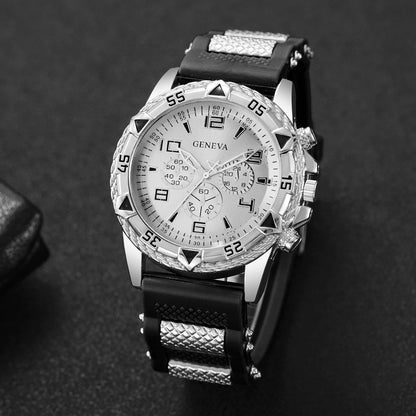 Luxury Arabic Dial Men Business Quartz Watch Fashion Silicone Strap Wristwatch For Man Clock Reloj Hombre (Without Box)