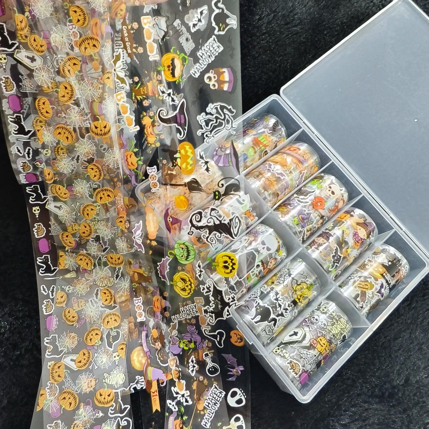 10Rolls Halloween  Flower Plaid Angel Marble  Bow Nail Foils Transfer Paper  Nail Art Stickers   Decal  Nails Decoration