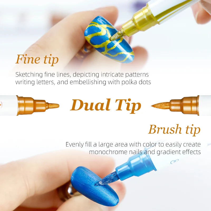 Nail Art Markers Customised Specialised Needle Tube Nail Art Pens Hand-Drawn Outline Pen Acrylic Paint Pen Set Acrylic Paintbrus