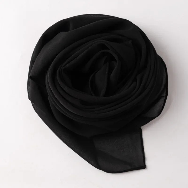 90*90cm Square Chiffon Hijab Scarf Women Solid Color Muslim Soft Head Scarf Islamic Shawls and Wraps Headband Musulman Scarves