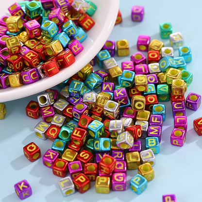 Hot! 100Pcs/Lot 6mm Mixed Many Kinds Acrylic Cube Square Number&Alphabet Letter Beads for Bracelet Necklace Jewelry Making DIY