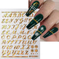 1Pc 3D Roman Letter Nail Stickers Gold/Silver/Black/Laser Alphabet Self Adhesive Decal Y2K English Words/Number Manicure Sliders