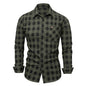 2025 Autumn New Fashion Men's 100% Cotton Plaid Shirt Tops Casual Button Down Long Sleeve Letter Embroidery Shirts with Pocket