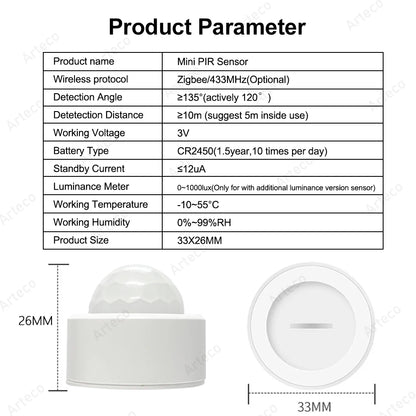 Zigbee 3.0 Smart Pir Motion Sensor Movement Human Body Infrared Detector Security Alarm Sensor Works With EWelink Home Assistant