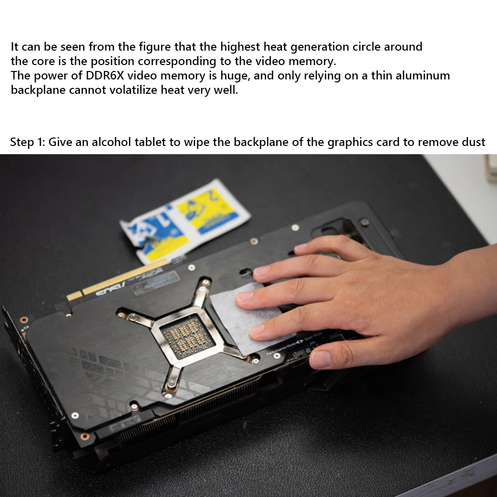 GPU Backplane Radiator Video Memory VRAM Radiator Panel Alloy Aluminum Heatsink Cooling Fan Panel for RTX 3090 3080 3070 Series
